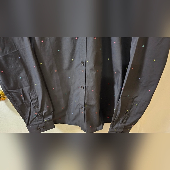 Jared Lang After Hours Star Print Button Down Shirt Black Men's Size Medium - Picture 4 of 10